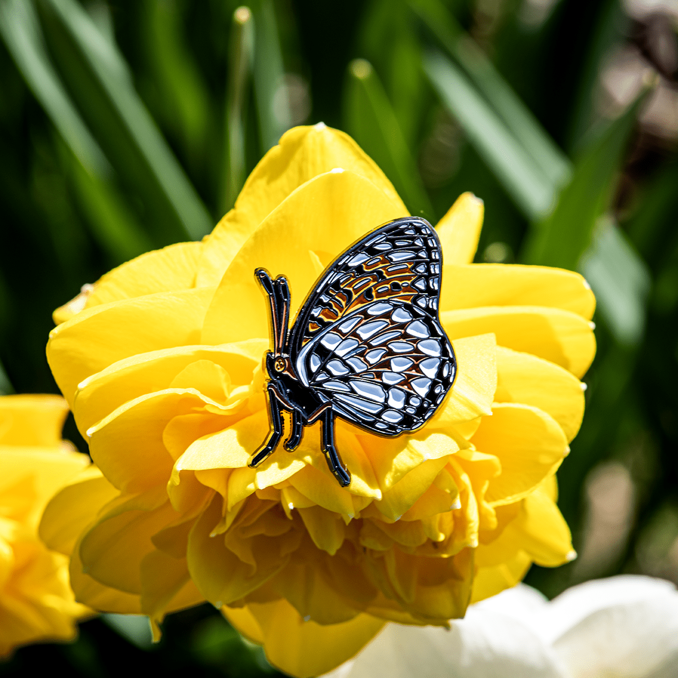 Regal Fritillary Butterfly Enamel Pin | Side View