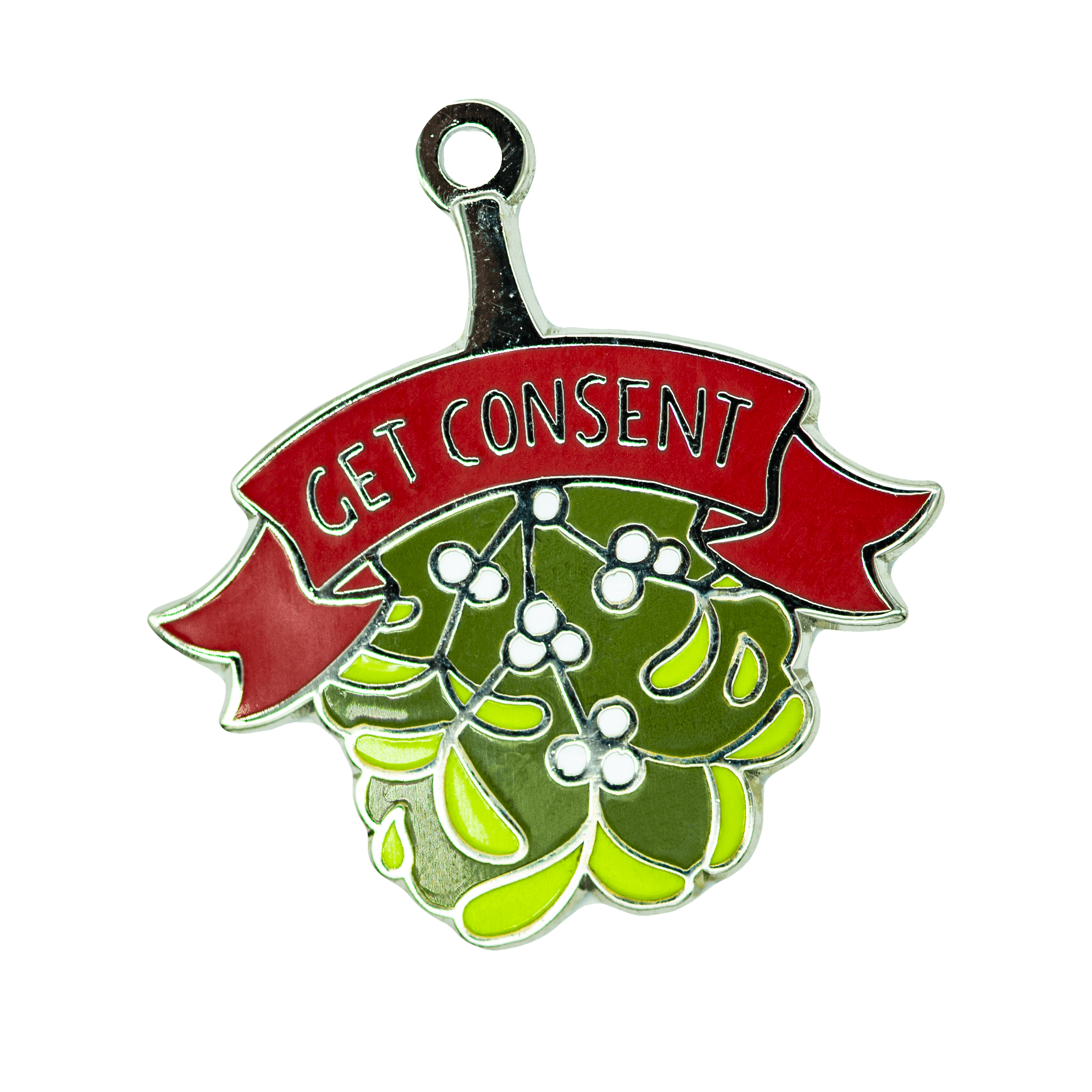 "Get Consent" Mistletoe Pendant