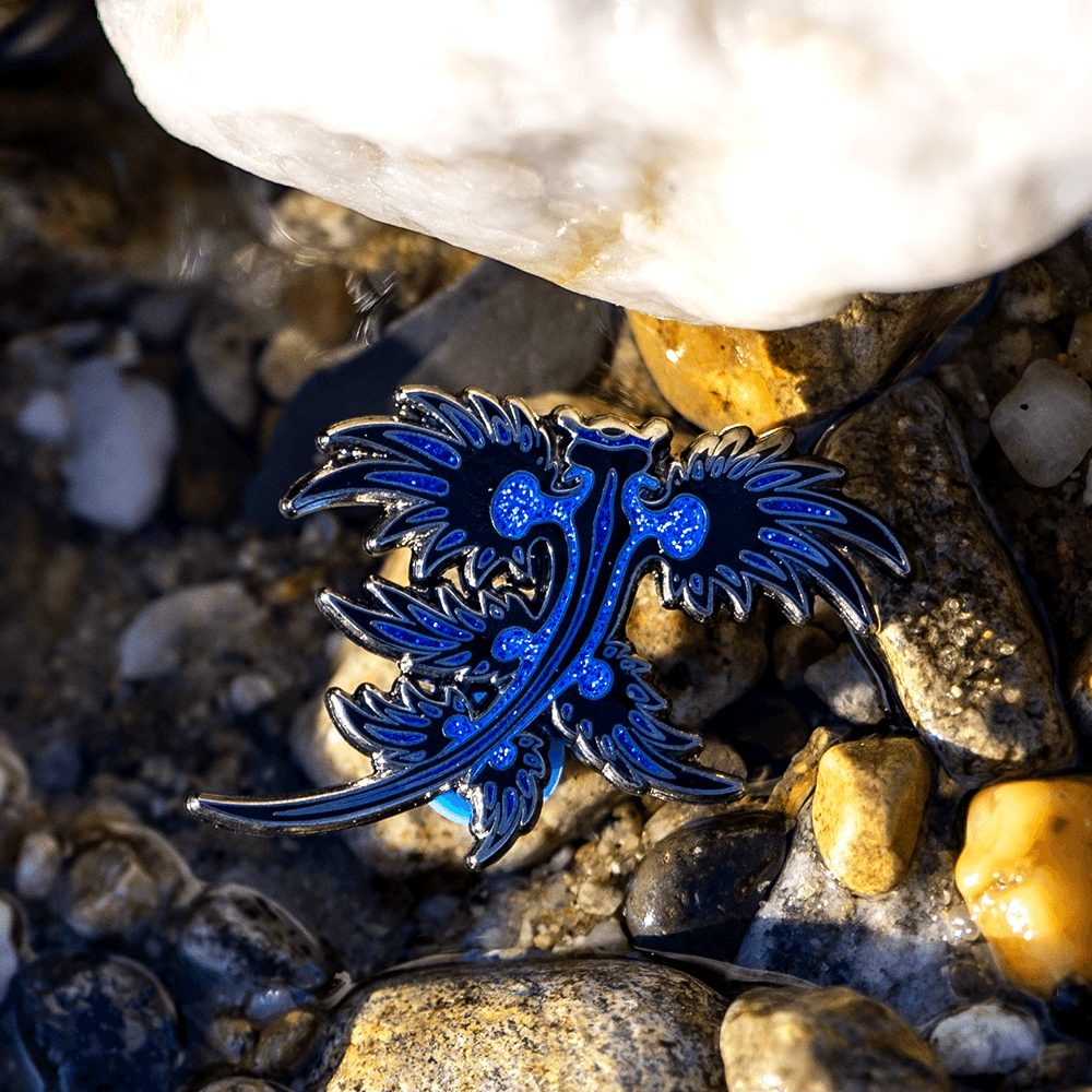 Blue Dragon Nudibranch Pin - Violet Glitter by The Roving House