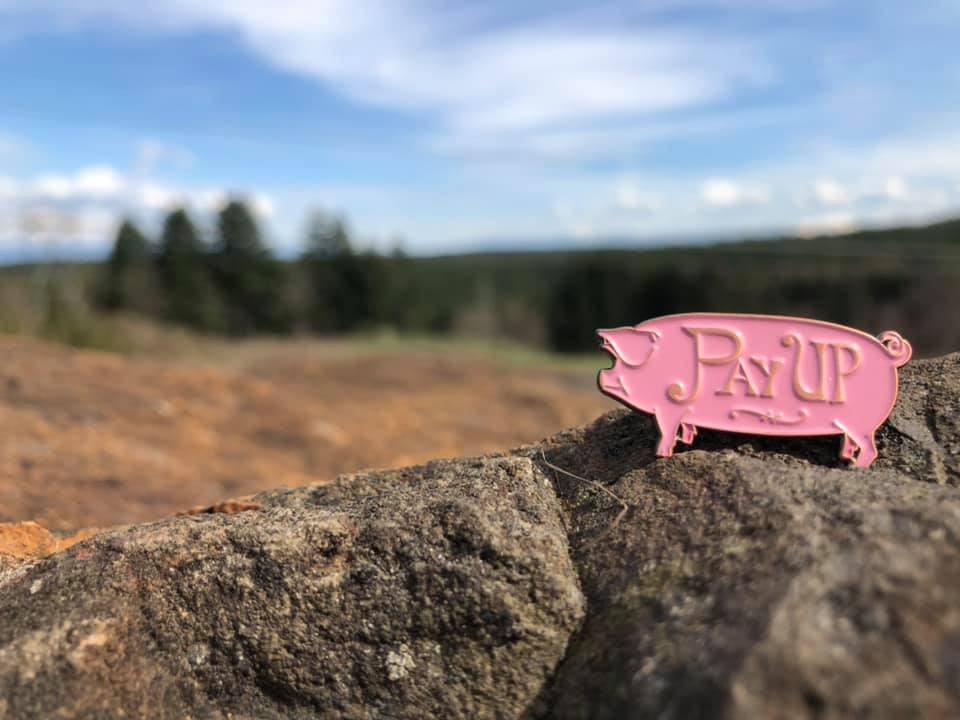 Pay Up Pig enamel pin