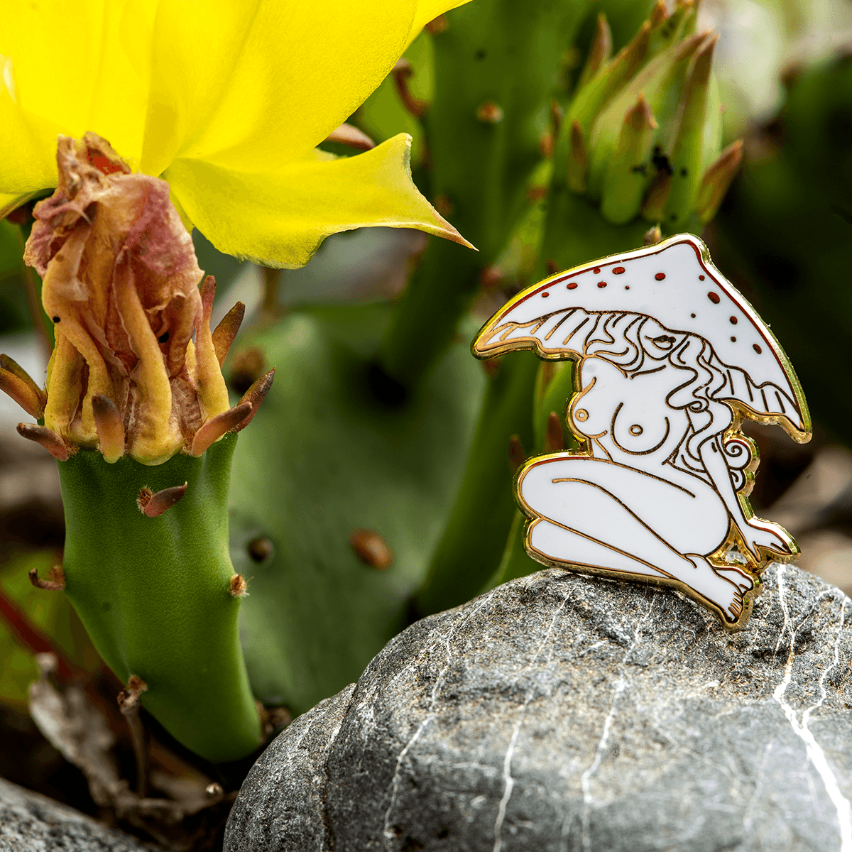 Waxcap Mushroom Nymph Pin - Whiteout by The Roving House