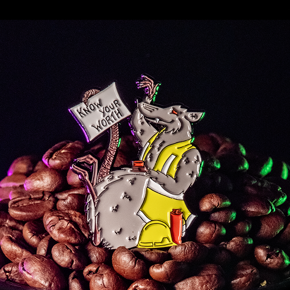 Scabby the Rat on Break | Coffee Club Enamel Pin