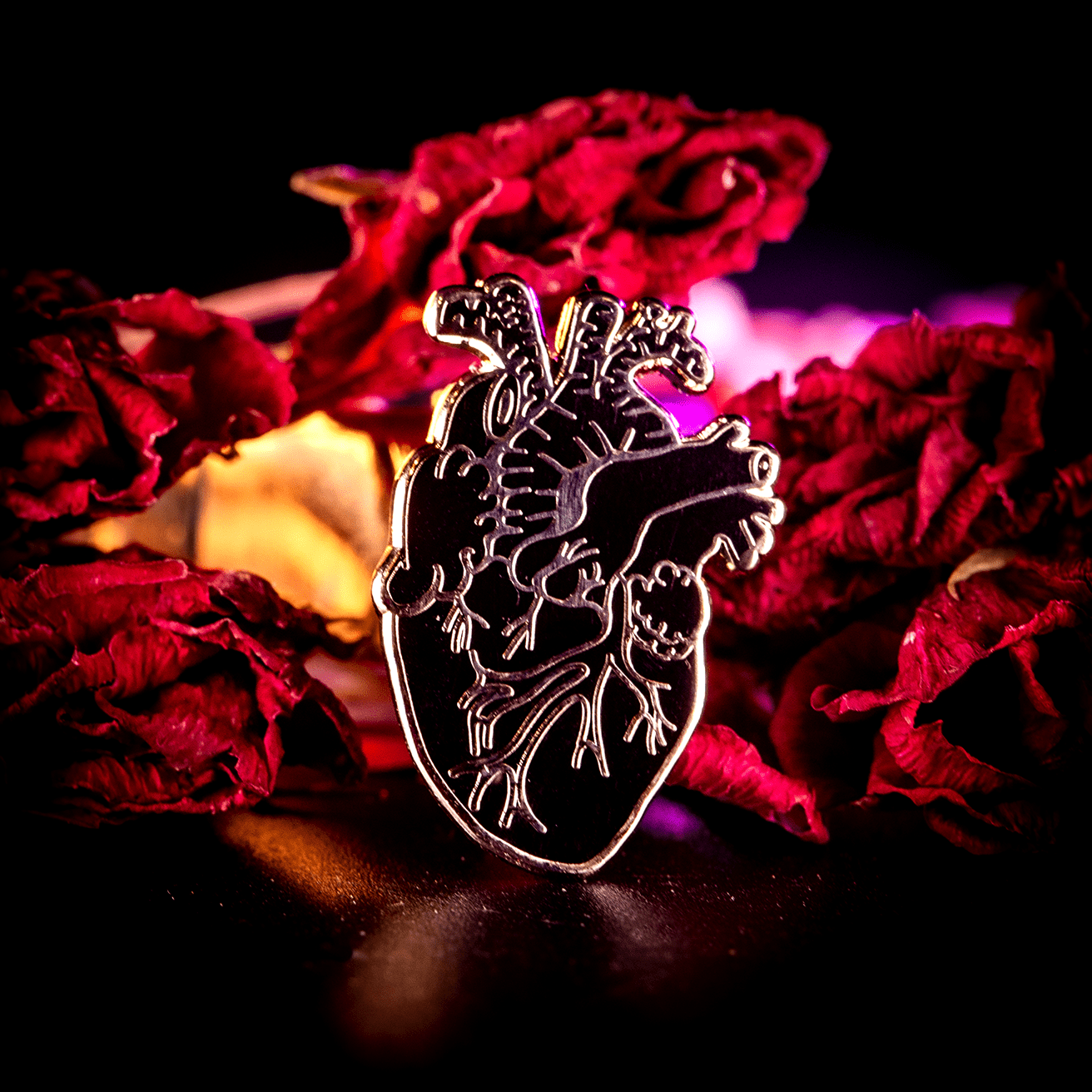 Anatomical Heart Pin | Black & Silver by The Roving House