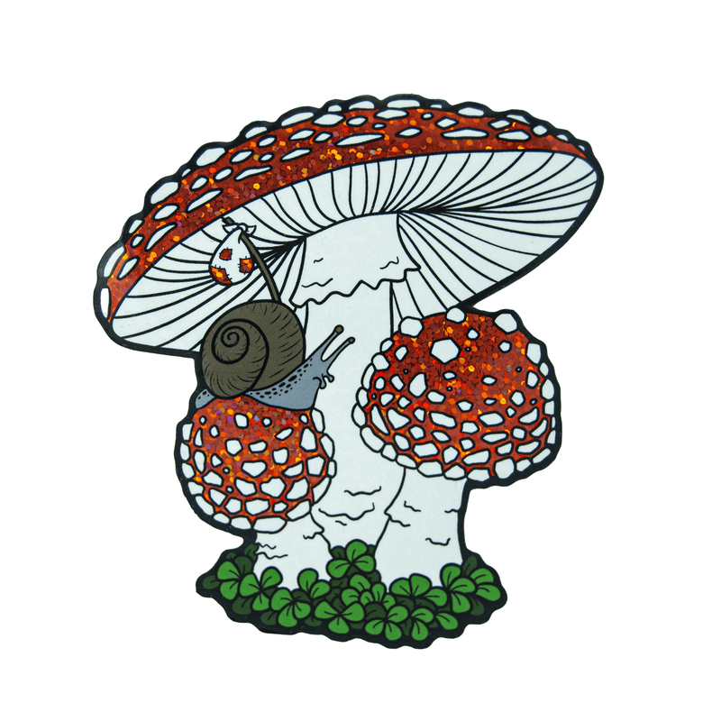 Agaric Adventures Snail and Mushroom Glitter Sticker I