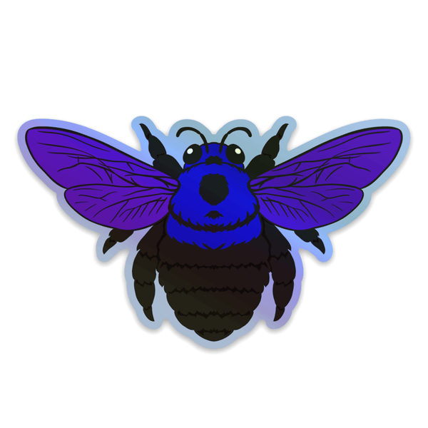 Blue Carpenter Bee Holographic Sticker by The Roving House