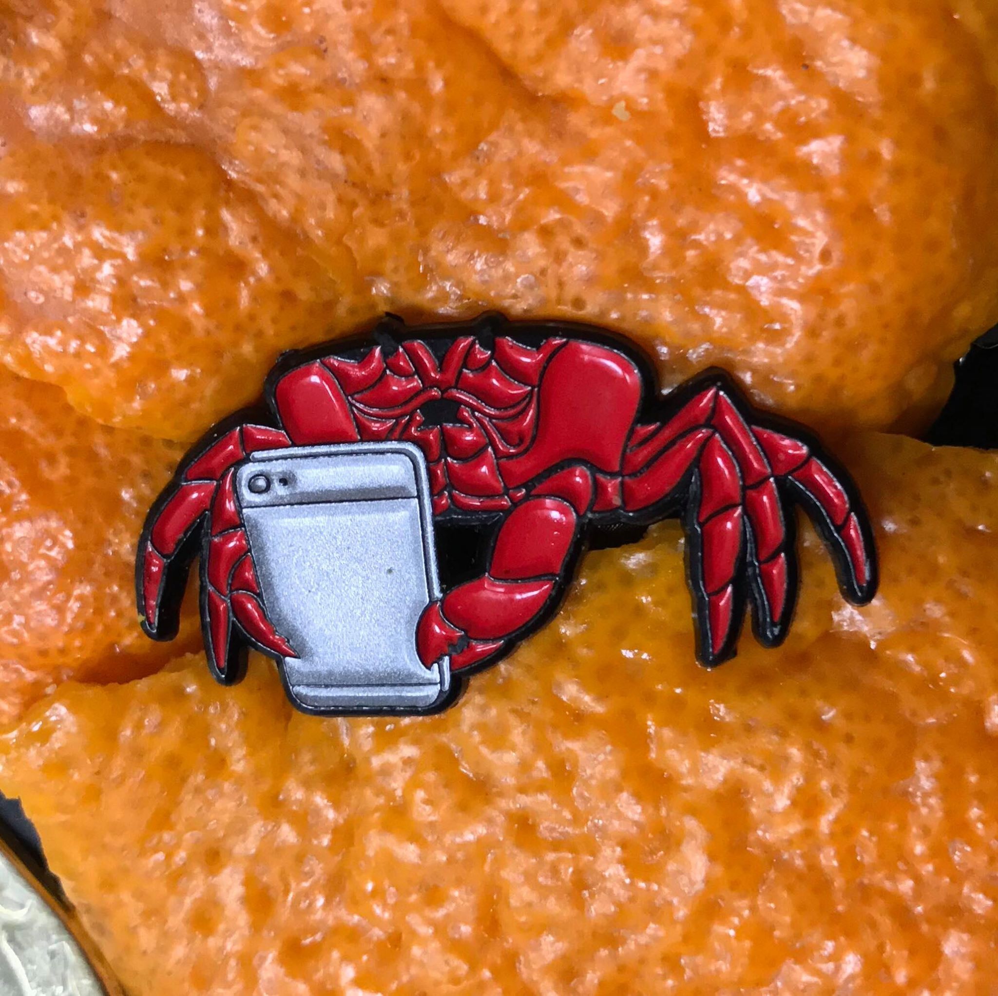 Crab Chat Enamel Pin
