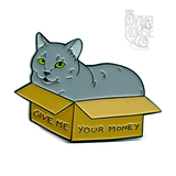 Give Me Your Money "Dakota" Cat Box Enamel Pin