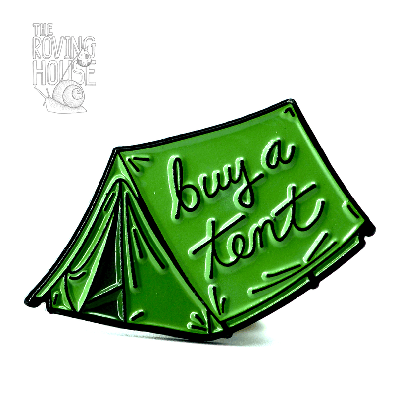 "Buy a Tent" Green Pin
