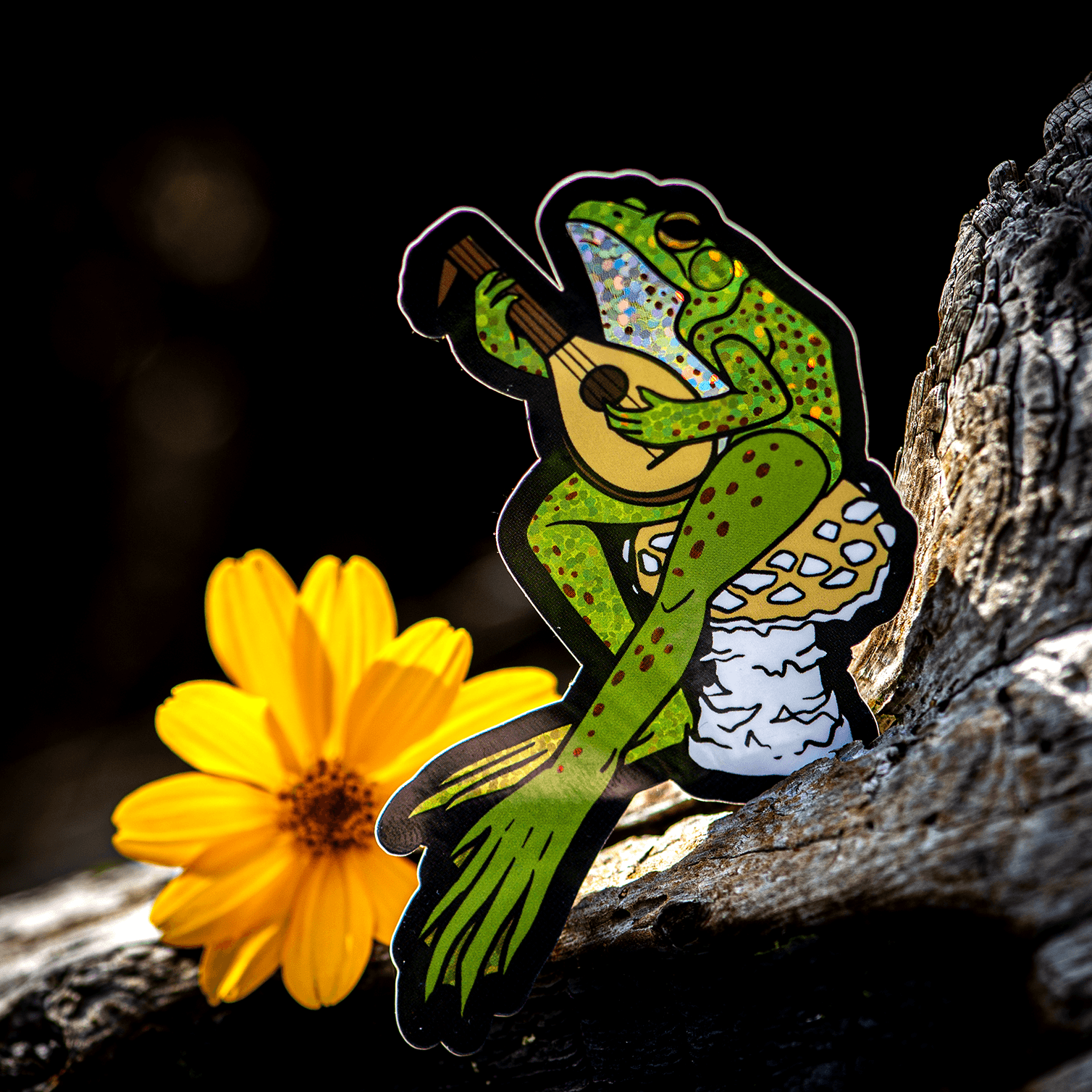 The Bard Frog & Mushroom Glitter Sticker by The Roving House
