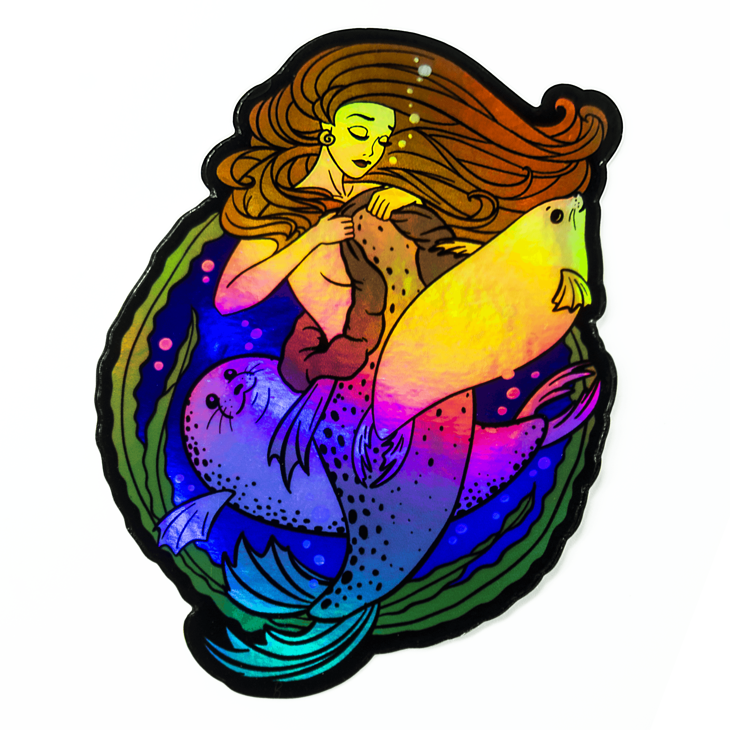 Selkie and Seals Holographic Sticker by The Roving House