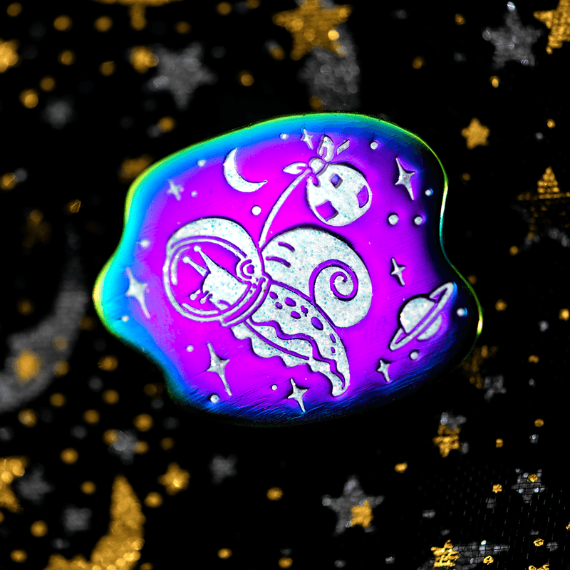 Snail in Space Anodized Pin - Glitter by The Roving House