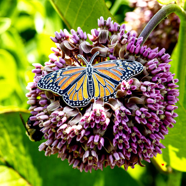 Monarch Butterfly Enamel Pin - Glitter