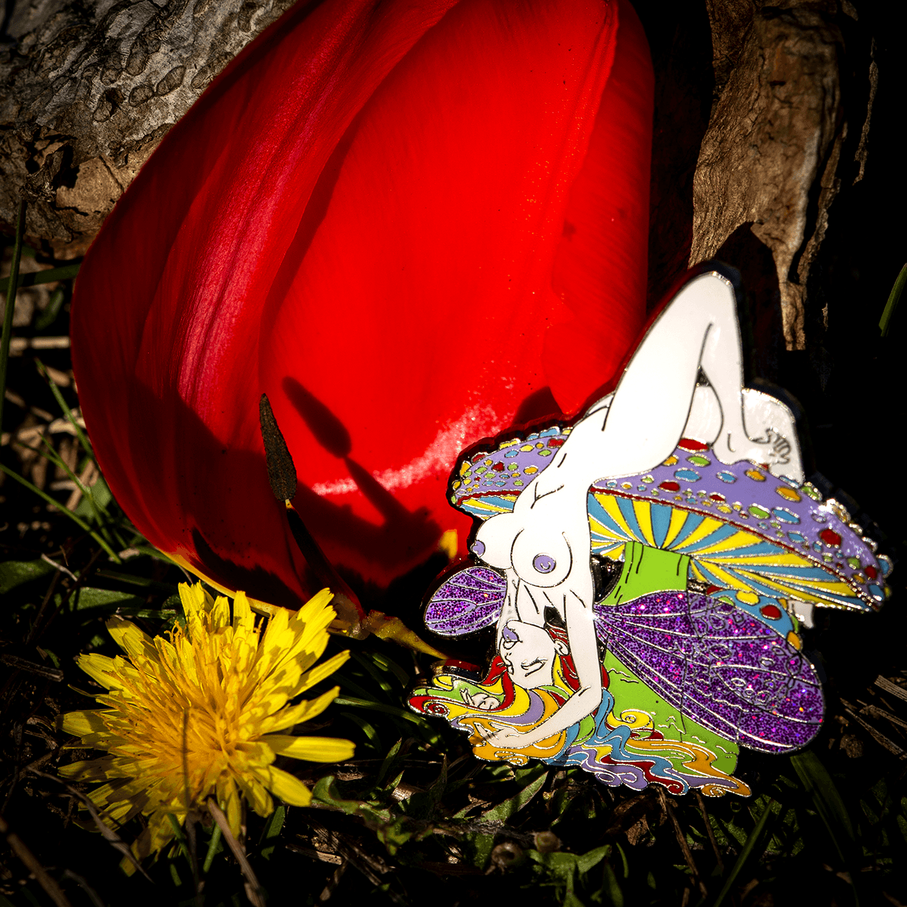 Fairy & Mushrooms Pin - Limited Editions by The Roving House