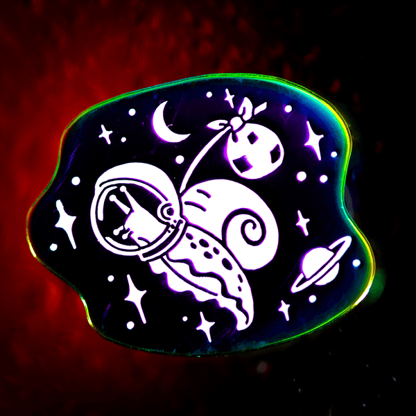 Snail in Space Anodized Pin - Glow by The Roving House