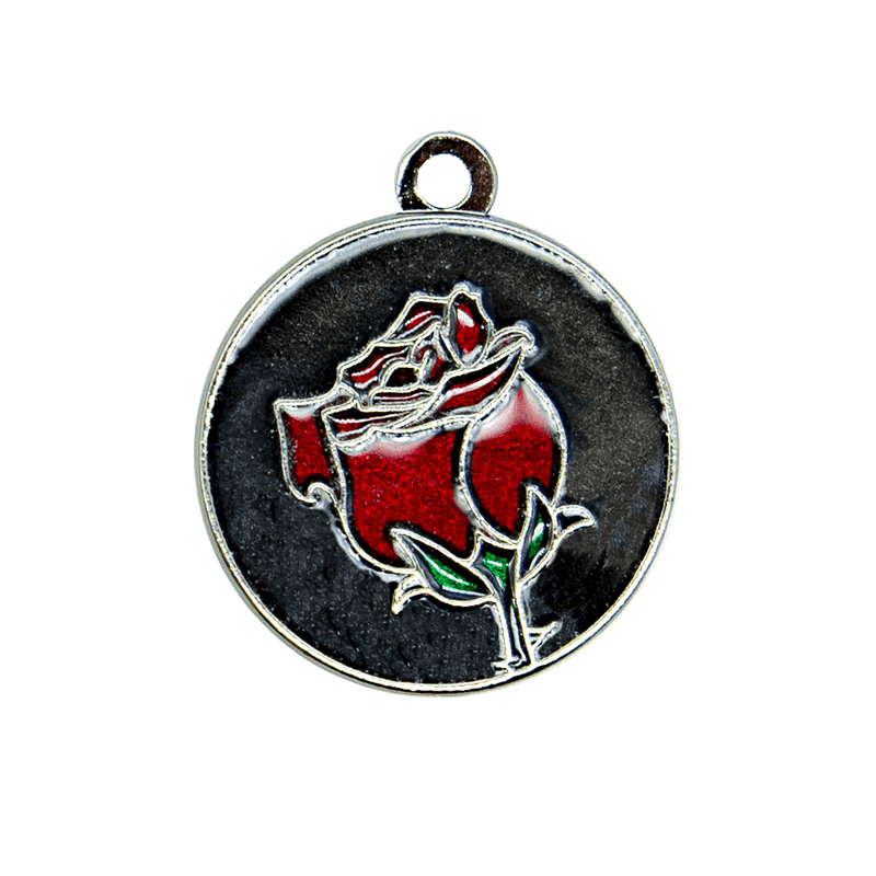 Stained Glass Rose Enamel Charm