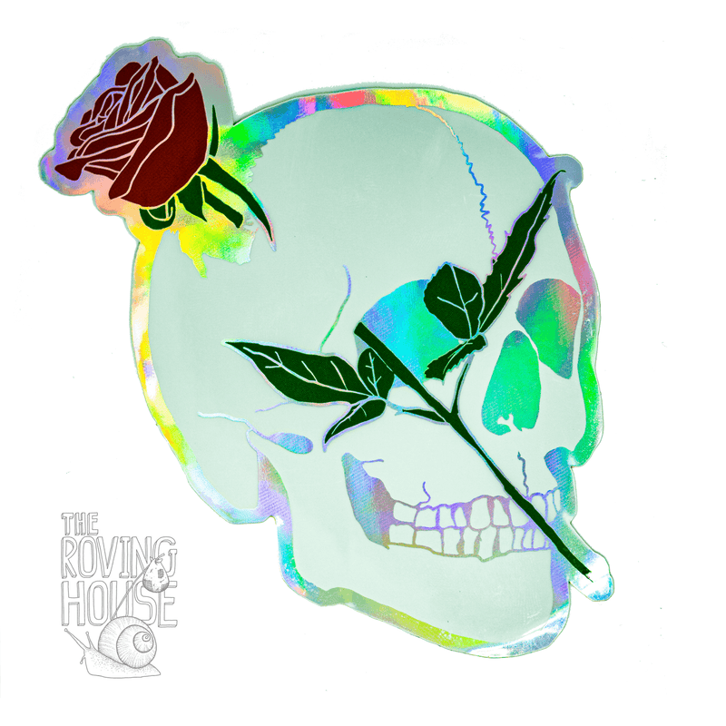 Human Skull & Rose Sticker