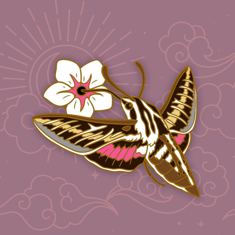 Sphinx Moth & Flower Pin - "Dancing in the Moonlight" by The Roving House