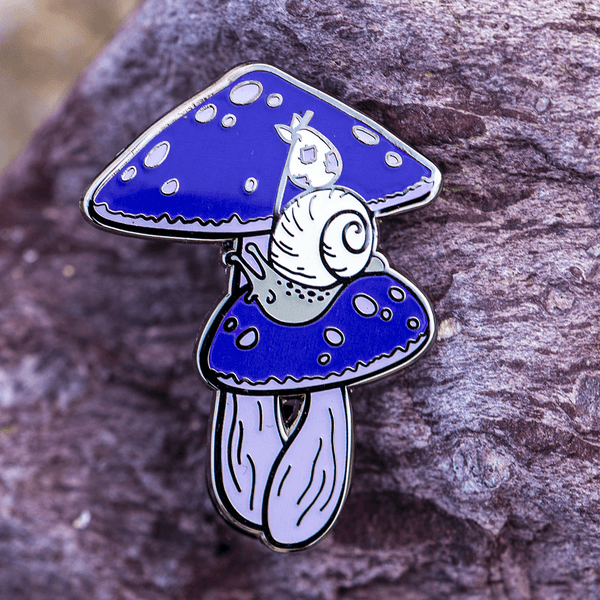 Violet Delights Snail and Mushroom Pin by The Roving House