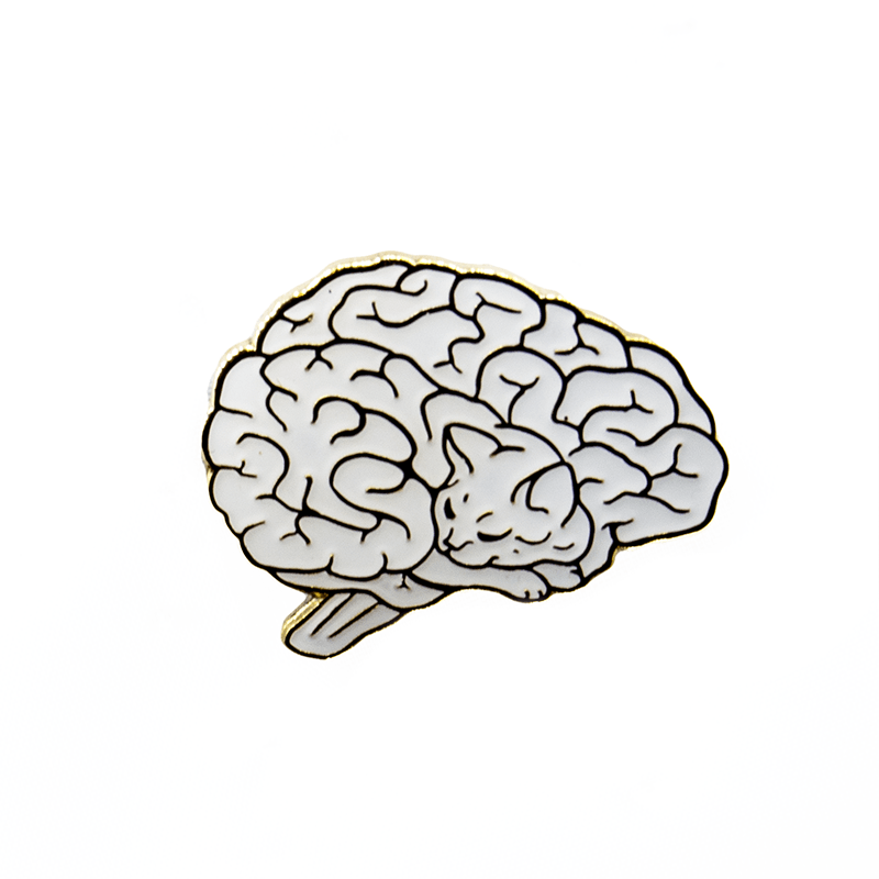 Cat Brain Enamel Pin - Whiteout by The Roving House